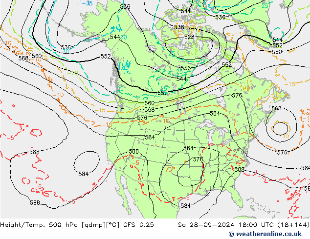 Z500/Yağmur (+YB)/Z850 GFS 0.25 Cts 28.09.2024 18 UTC