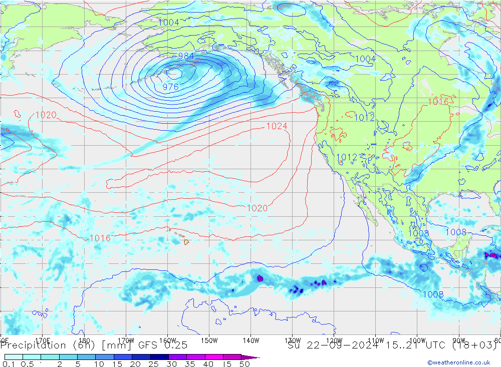 Z500/Rain (+SLP)/Z850 GFS 0.25 Su 22.09.2024 21 UTC