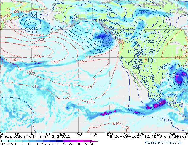 Z500/Yağmur (+YB)/Z850 GFS 0.25 Per 26.09.2024 18 UTC