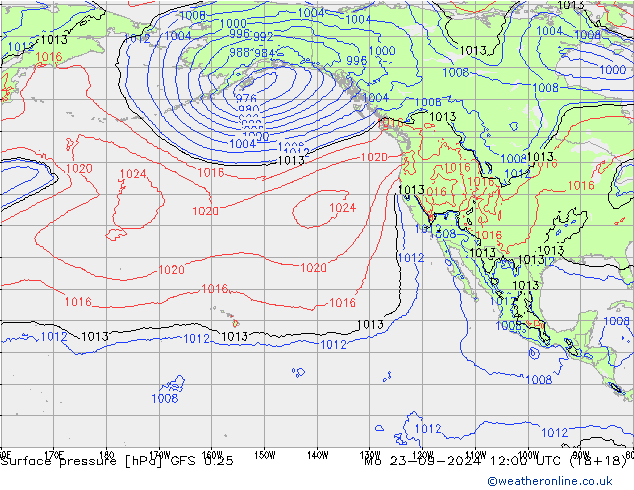 GFS 0.25: Pzt 23.09.2024 12 UTC