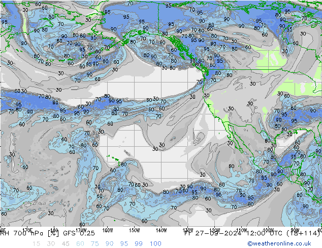 RH 700 hPa GFS 0.25  27.09.2024 12 UTC