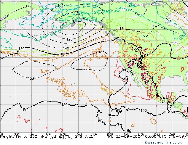 Z500/Rain (+SLP)/Z850 GFS 0.25 lun 23.09.2024 03 UTC