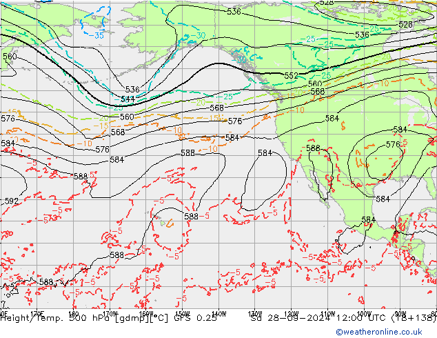 Z500/Regen(+SLP)/Z850 GFS 0.25 za 28.09.2024 12 UTC