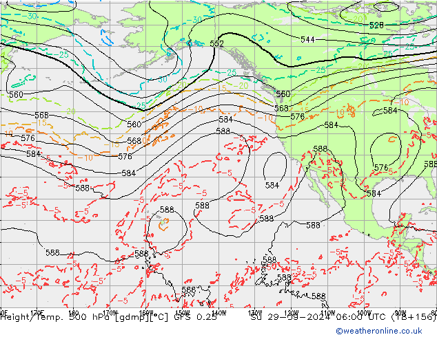 Z500/Rain (+SLP)/Z850 GFS 0.25 Su 29.09.2024 06 UTC