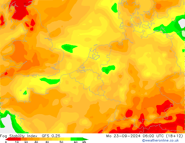 Fog Stability Index GFS 0.25 Pzt 23.09.2024 06 UTC