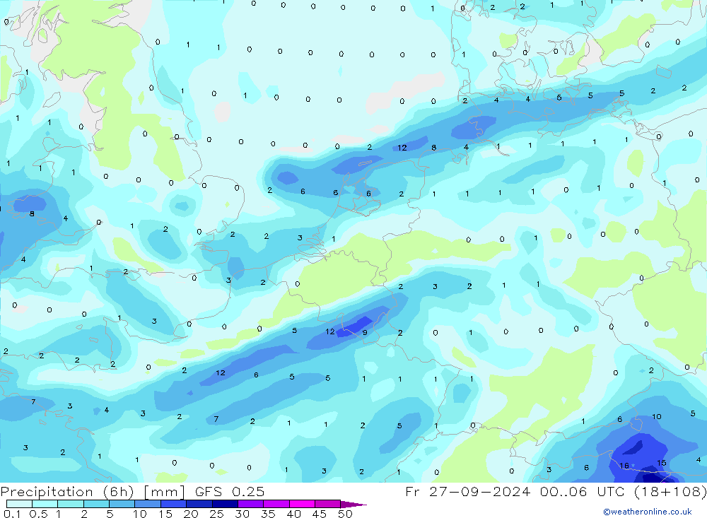 Z500/Rain (+SLP)/Z850 GFS 0.25 Fr 27.09.2024 06 UTC