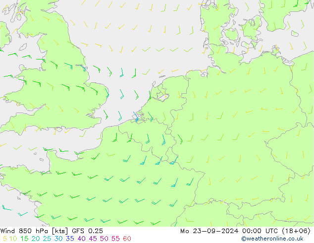 Wind 850 hPa GFS 0.25 Mo 23.09.2024 00 UTC