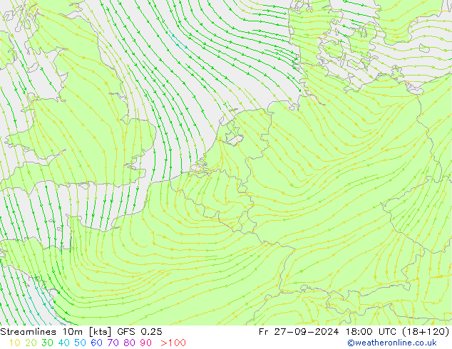 Stromlinien 10m GFS 0.25 Fr 27.09.2024 18 UTC