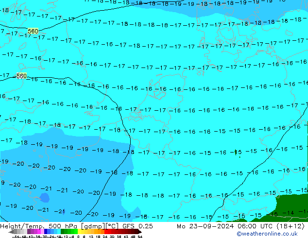 Yükseklik/Sıc. 500 hPa GFS 0.25 Pzt 23.09.2024 06 UTC