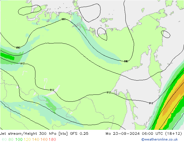 Corriente en chorro GFS 0.25 lun 23.09.2024 06 UTC