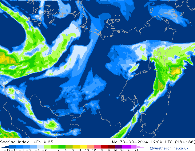 Soaring Index GFS 0.25 lun 30.09.2024 12 UTC