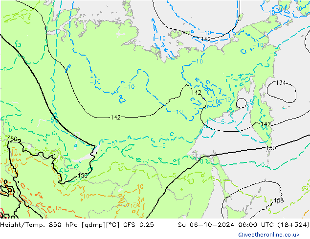 Z500/Rain (+SLP)/Z850 GFS 0.25 Вс 06.10.2024 06 UTC