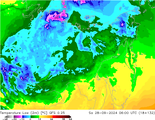 Min.  (2m) GFS 0.25  28.09.2024 06 UTC