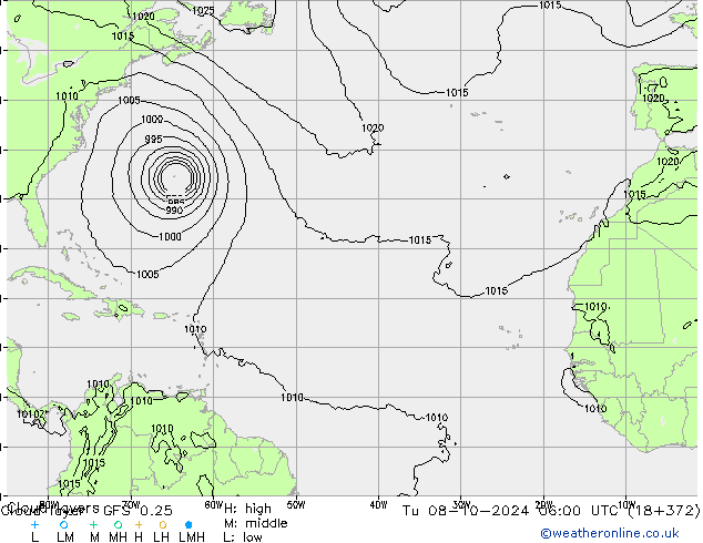 Cloud layer GFS 0.25  08.10.2024 06 UTC