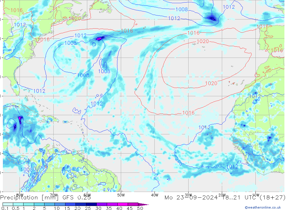 Précipitation GFS 0.25 lun 23.09.2024 21 UTC