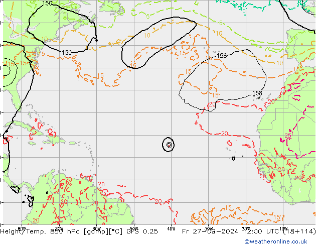 Z500/Rain (+SLP)/Z850 GFS 0.25 ven 27.09.2024 12 UTC