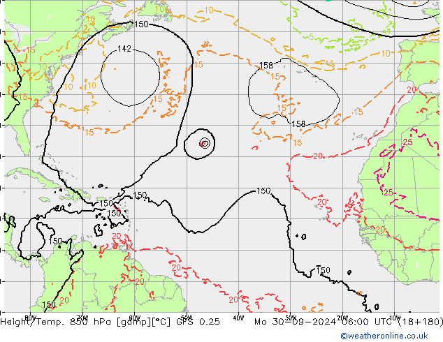 Z500/Rain (+SLP)/Z850 GFS 0.25 Mo 30.09.2024 06 UTC