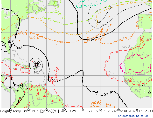 Z500/Rain (+SLP)/Z850 GFS 0.25 Вс 06.10.2024 06 UTC