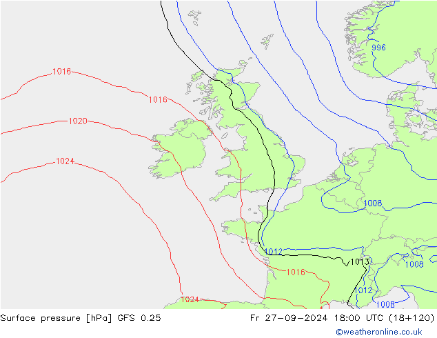 GFS 0.25: Pá 27.09.2024 18 UTC