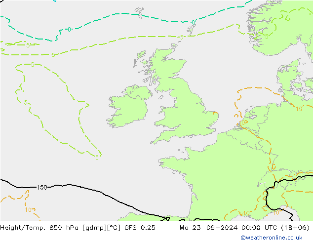 Z500/Rain (+SLP)/Z850 GFS 0.25 lun 23.09.2024 00 UTC