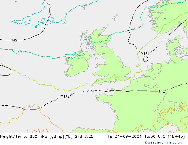 Z500/Rain (+SLP)/Z850 GFS 0.25 Tu 24.09.2024 15 UTC