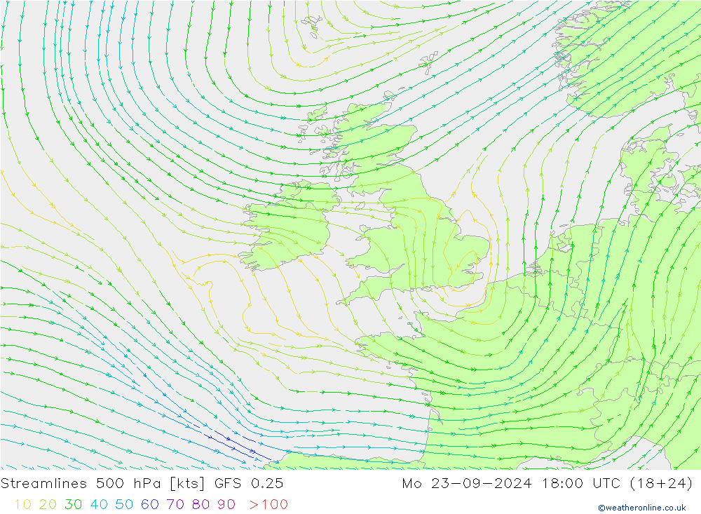  500 hPa GFS 0.25  23.09.2024 18 UTC