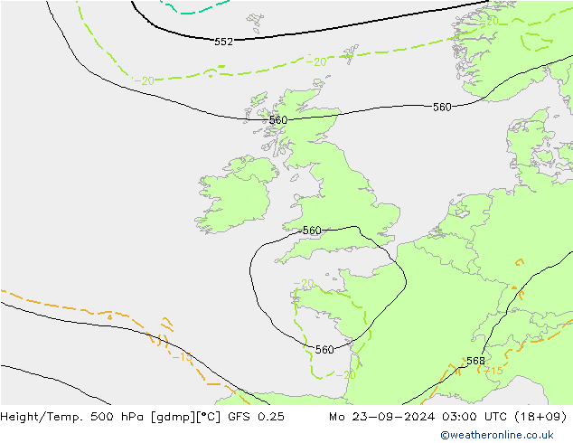 Z500/Rain (+SLP)/Z850 GFS 0.25 Mo 23.09.2024 03 UTC