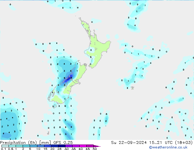 Z500/Rain (+SLP)/Z850 GFS 0.25  22.09.2024 21 UTC