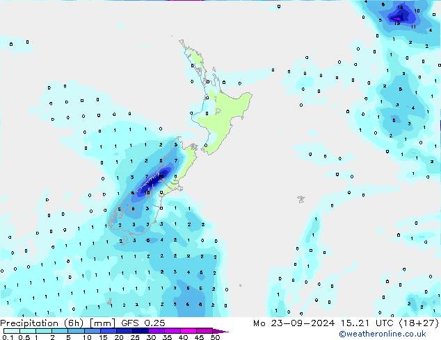 Z500/Rain (+SLP)/Z850 GFS 0.25 Mo 23.09.2024 21 UTC