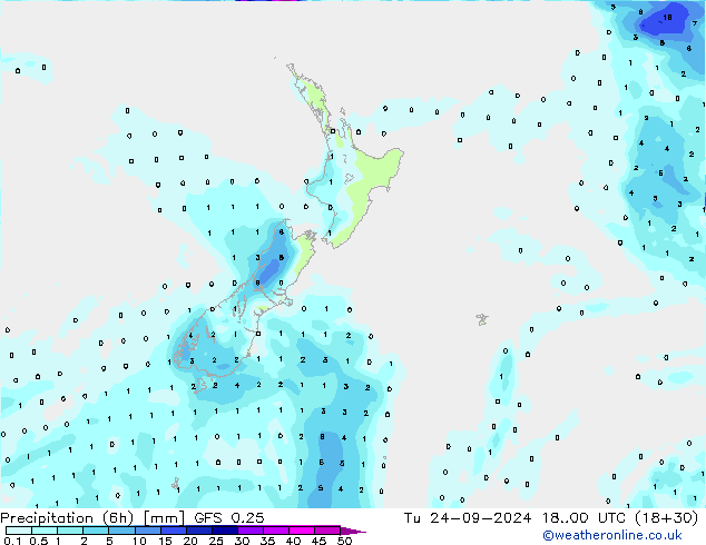 Z500/Rain (+SLP)/Z850 GFS 0.25 Tu 24.09.2024 00 UTC