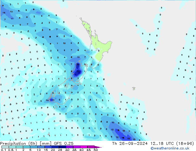 Z500/Rain (+SLP)/Z850 GFS 0.25 Th 26.09.2024 18 UTC