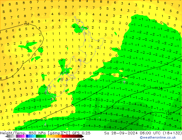 Z500/Rain (+SLP)/Z850 GFS 0.25 Sa 28.09.2024 06 UTC