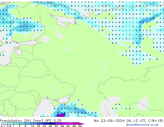 Z500/Rain (+SLP)/Z850 GFS 0.25 Mo 23.09.2024 12 UTC