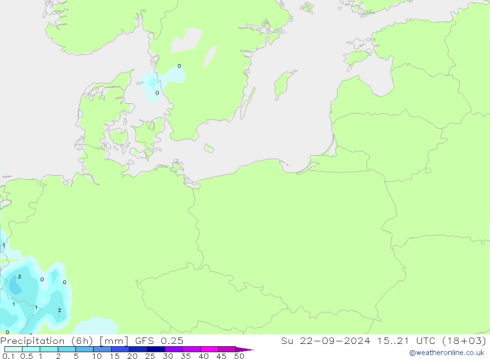 Z500/Rain (+SLP)/Z850 GFS 0.25 Dom 22.09.2024 21 UTC