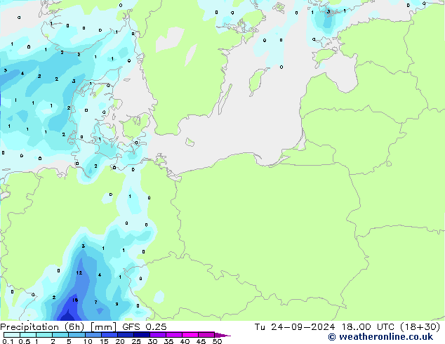 Z500/Rain (+SLP)/Z850 GFS 0.25 Ter 24.09.2024 00 UTC