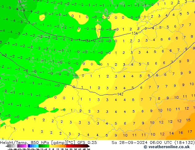 Z500/Rain (+SLP)/Z850 GFS 0.25 Sa 28.09.2024 06 UTC