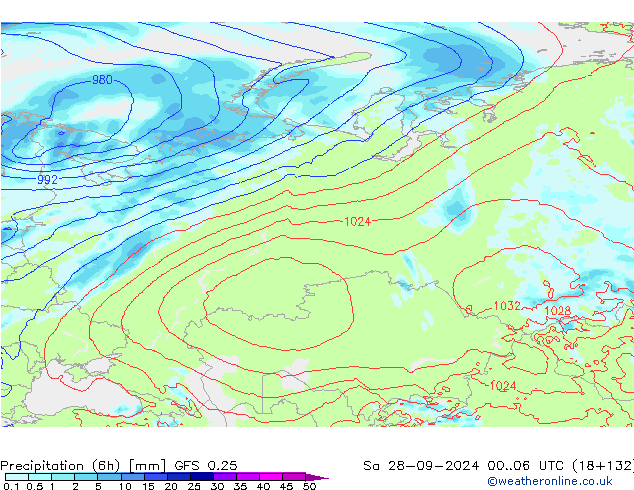 Z500/Rain (+SLP)/Z850 GFS 0.25 sab 28.09.2024 06 UTC