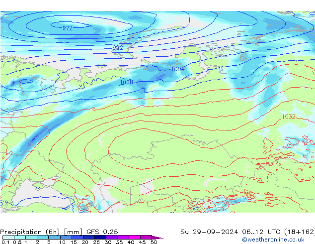 Z500/Rain (+SLP)/Z850 GFS 0.25 Вс 29.09.2024 12 UTC