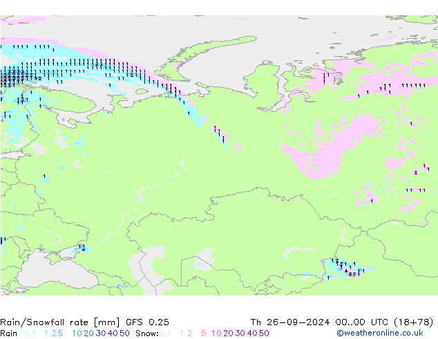 Regen/Sneeuwval GFS 0.25 do 26.09.2024 00 UTC