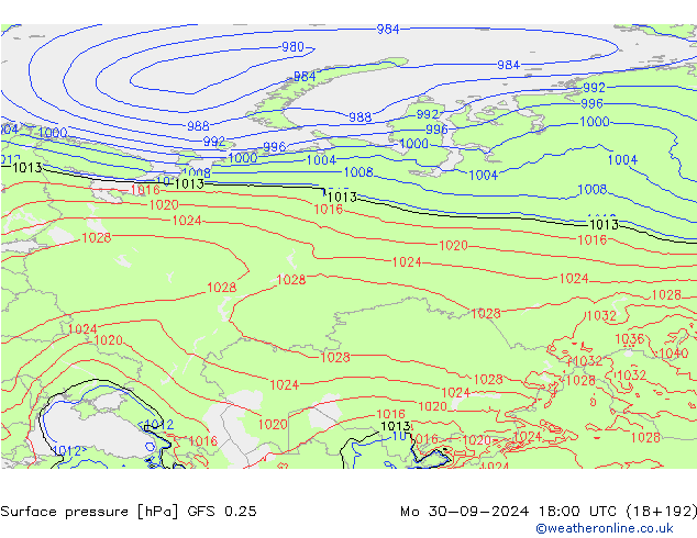 GFS 0.25: ma 30.09.2024 18 UTC