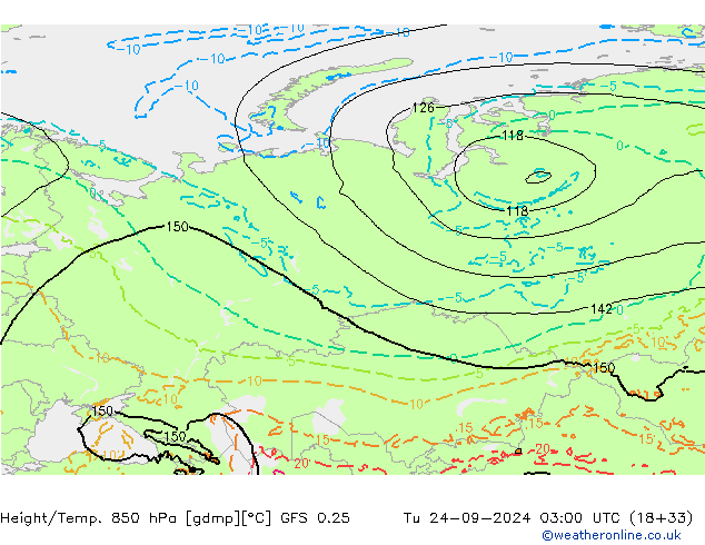 Z500/Rain (+SLP)/Z850 GFS 0.25 Út 24.09.2024 03 UTC