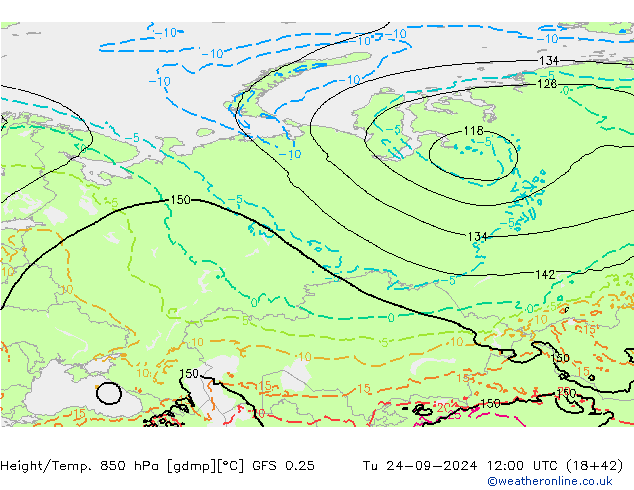 Z500/Rain (+SLP)/Z850 GFS 0.25 Ter 24.09.2024 12 UTC