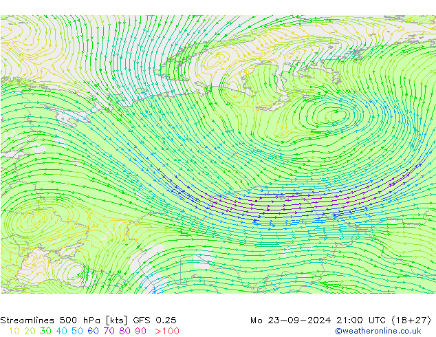 Streamlines 500 hPa GFS 0.25 Mo 23.09.2024 21 UTC