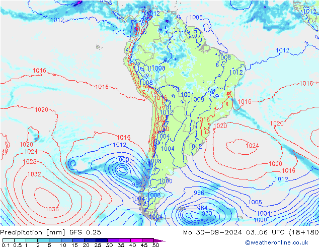 Precipitation GFS 0.25 Mo 30.09.2024 06 UTC