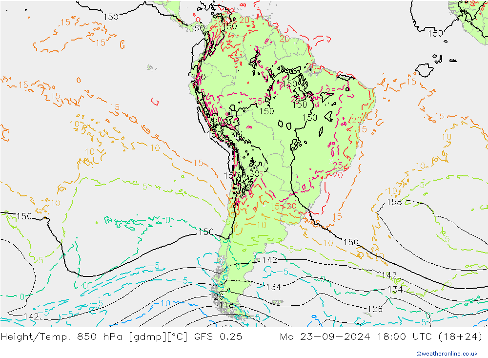 Z500/Rain (+SLP)/Z850 GFS 0.25 lun 23.09.2024 18 UTC