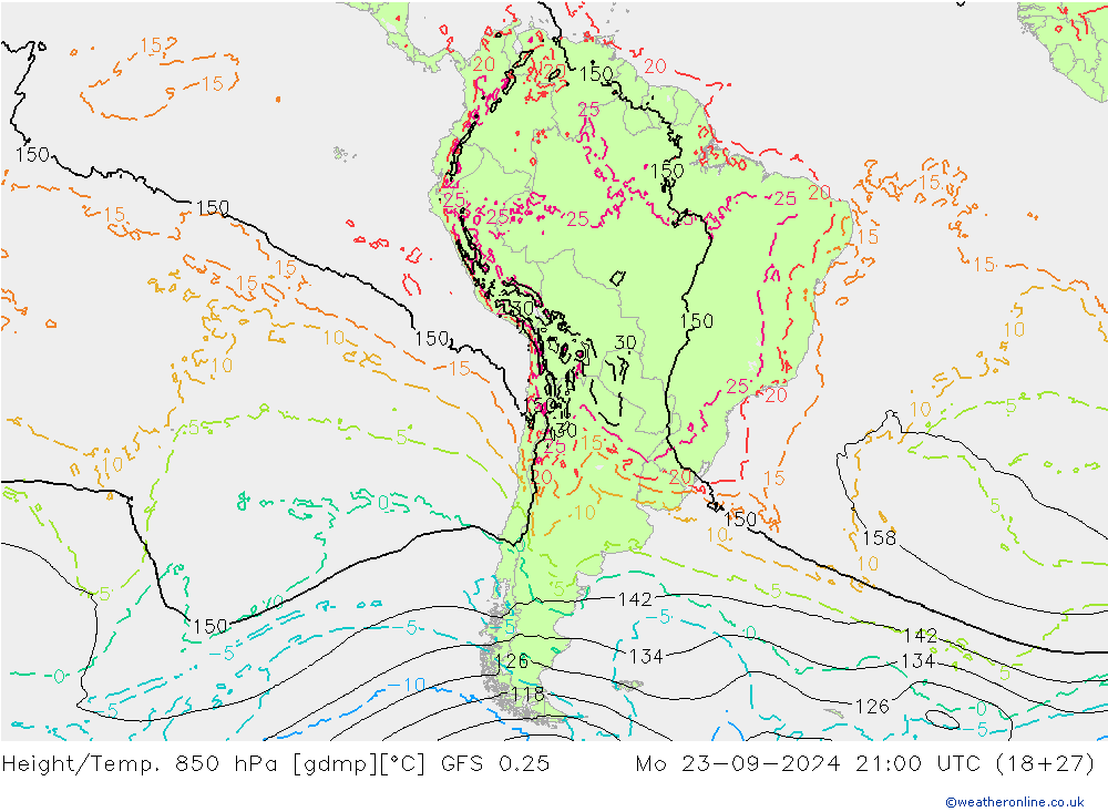 Z500/Rain (+SLP)/Z850 GFS 0.25 Mo 23.09.2024 21 UTC