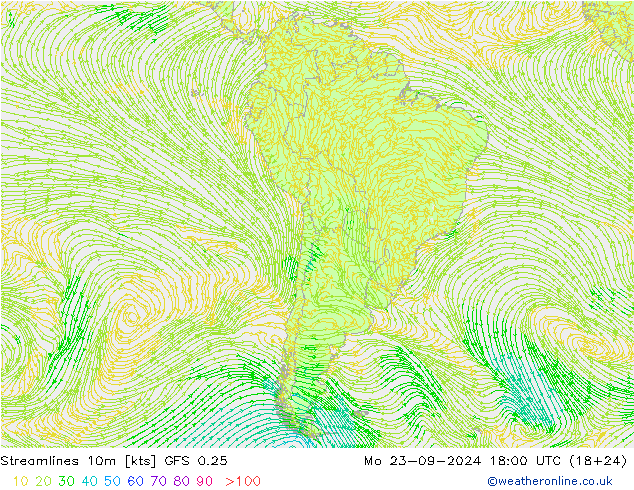 ветер 10m GFS 0.25 пн 23.09.2024 18 UTC