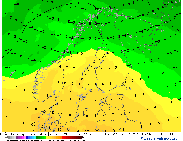 Z500/Rain (+SLP)/Z850 GFS 0.25 пн 23.09.2024 15 UTC