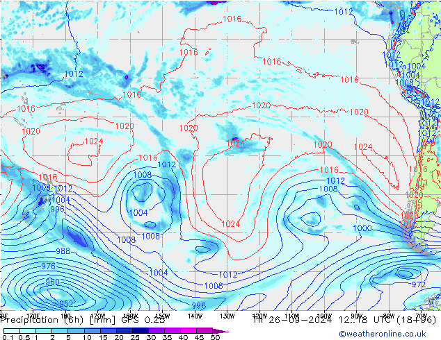 Z500/Rain (+SLP)/Z850 GFS 0.25 Th 26.09.2024 18 UTC