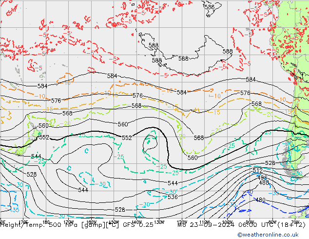 Z500/Rain (+SLP)/Z850 GFS 0.25 Seg 23.09.2024 06 UTC